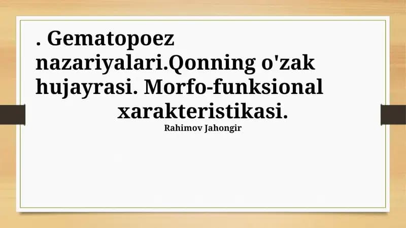 Gematopoez nazariyalari