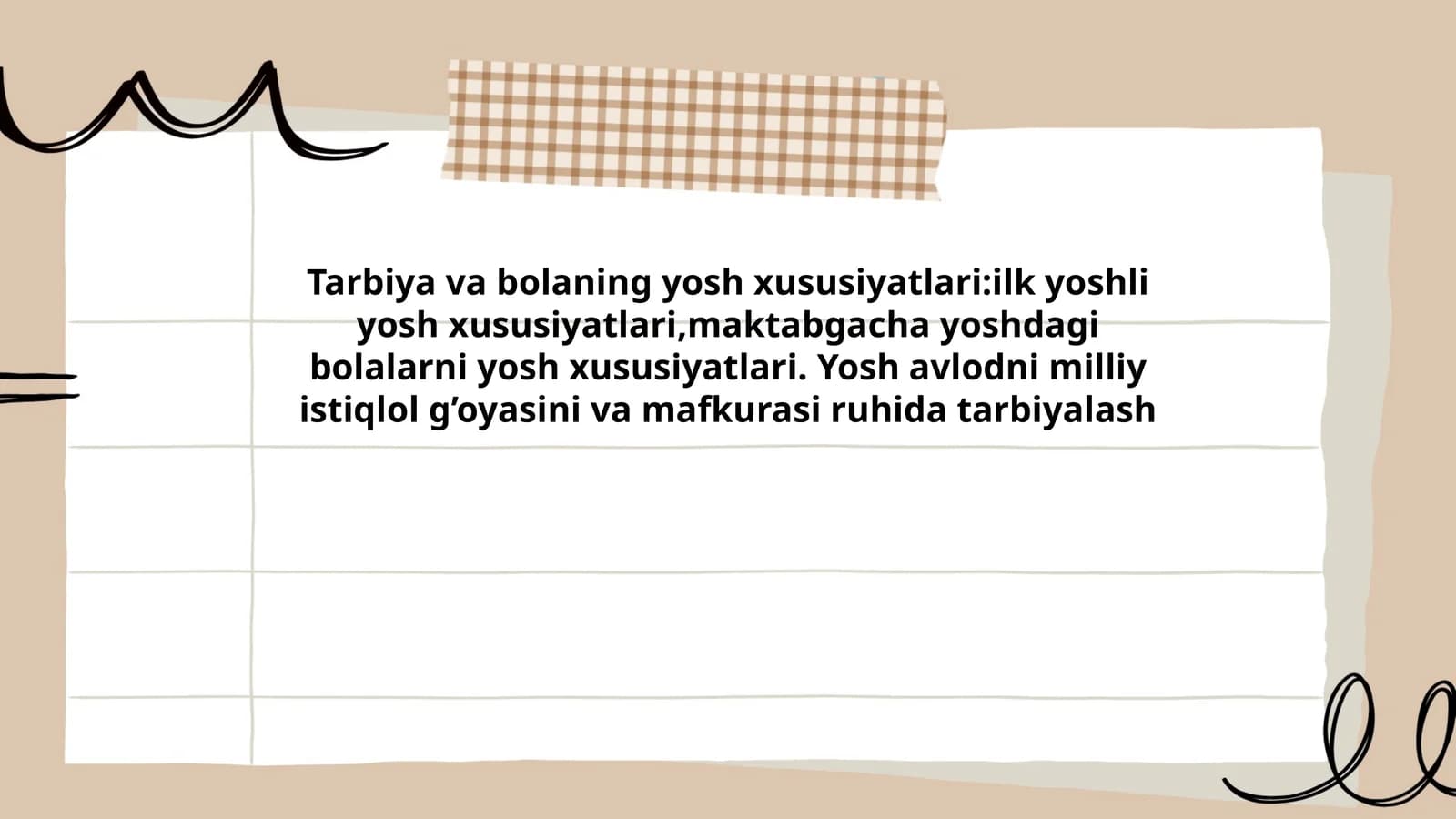 Tarbiya va bolaning yosh xususiyatlari
