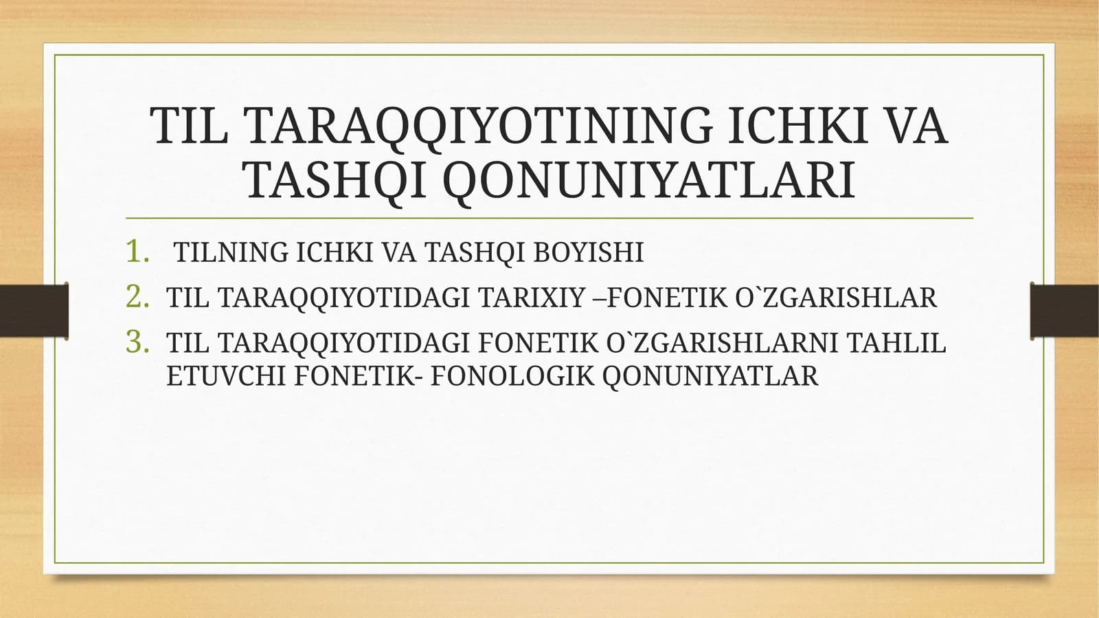 TIL TARAQQIYOTINING ICHKI VA TASHQI QONUNIYATLARI