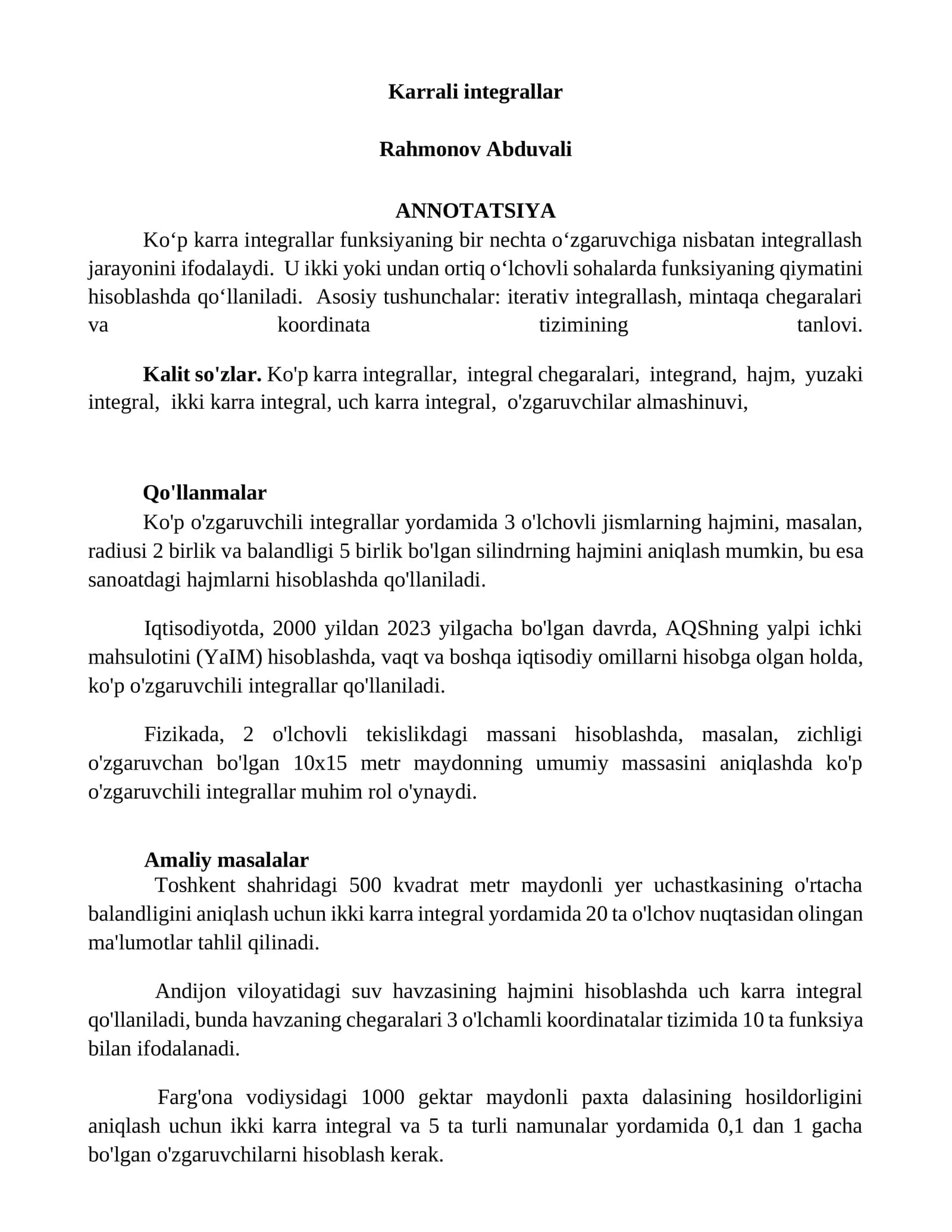 Karrali integrallar