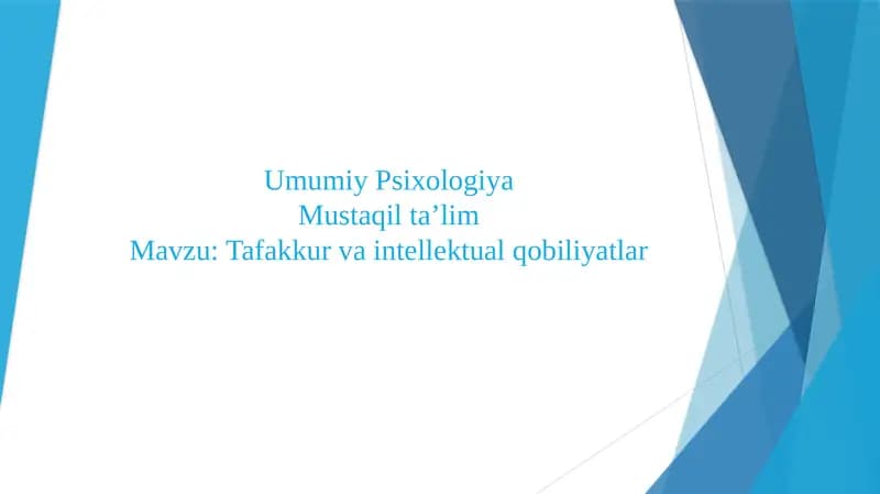 Tafakkur va intellektual qobiliyatlar