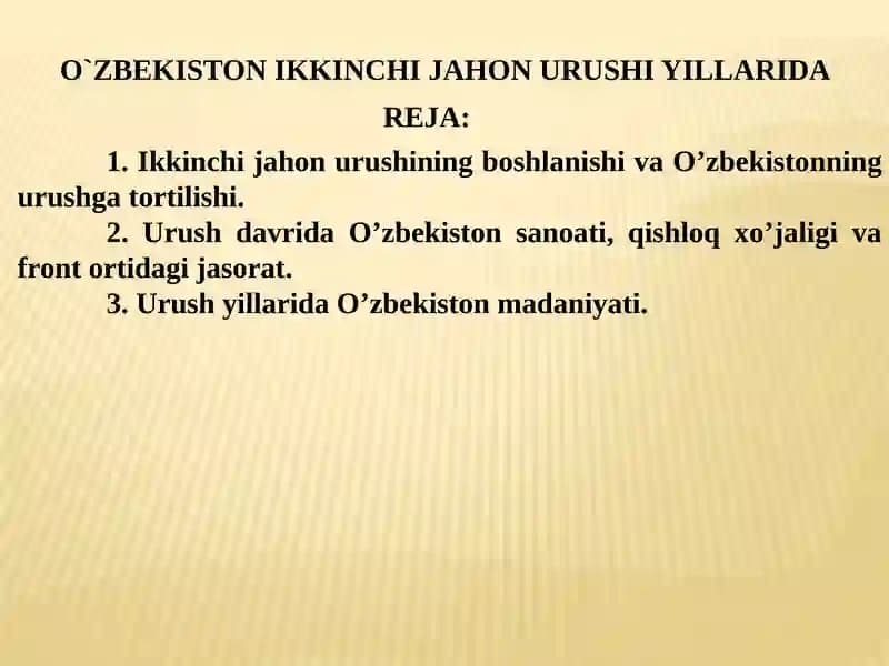 O'zbekiston ikkinchi jahon urushi
