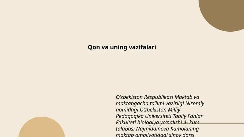 Qon va uning vazifalari