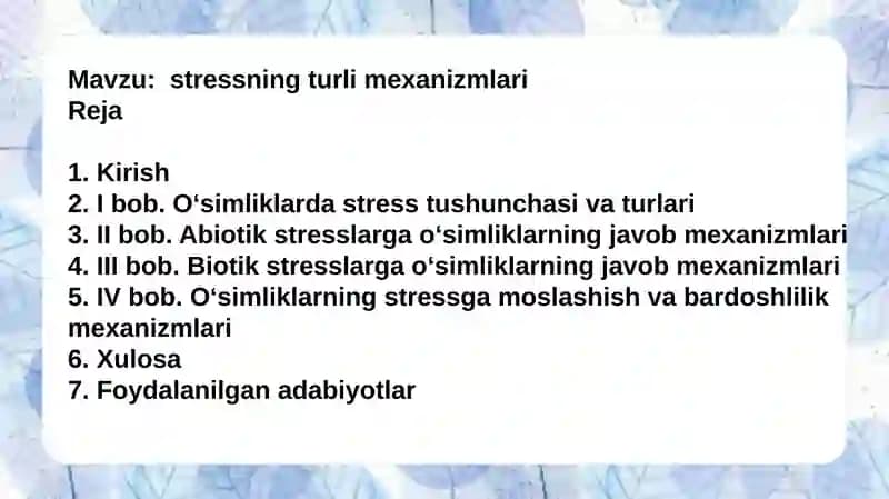 stressning turli mexanizmlari