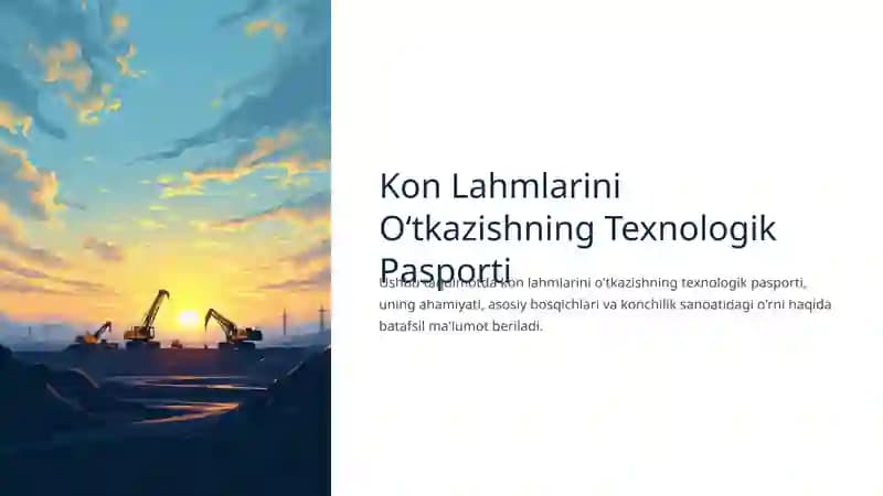 Kon Lahmlarini O‘tkazishning Texnologik Pasporti