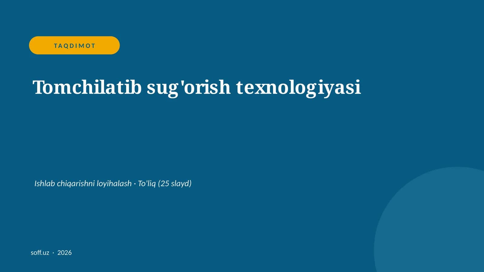 Tomchilatib sug'orish texnologiyasi