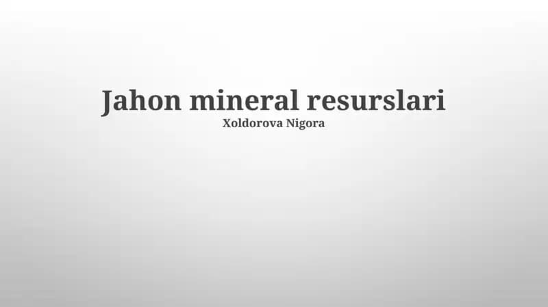 Jahon mineral resurslari