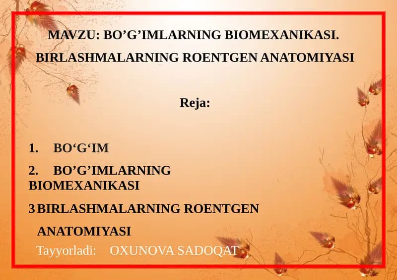BO’G’IMLARNING BIOMEXANIKASI