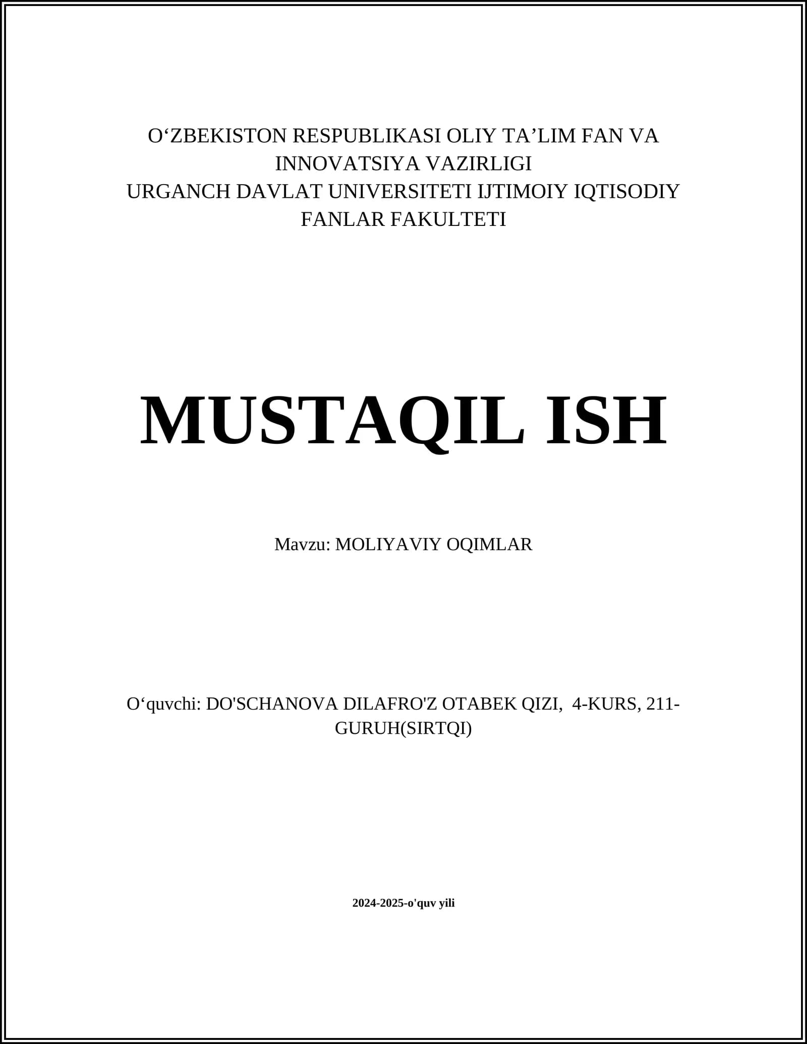Moliyaviy Oqimlar