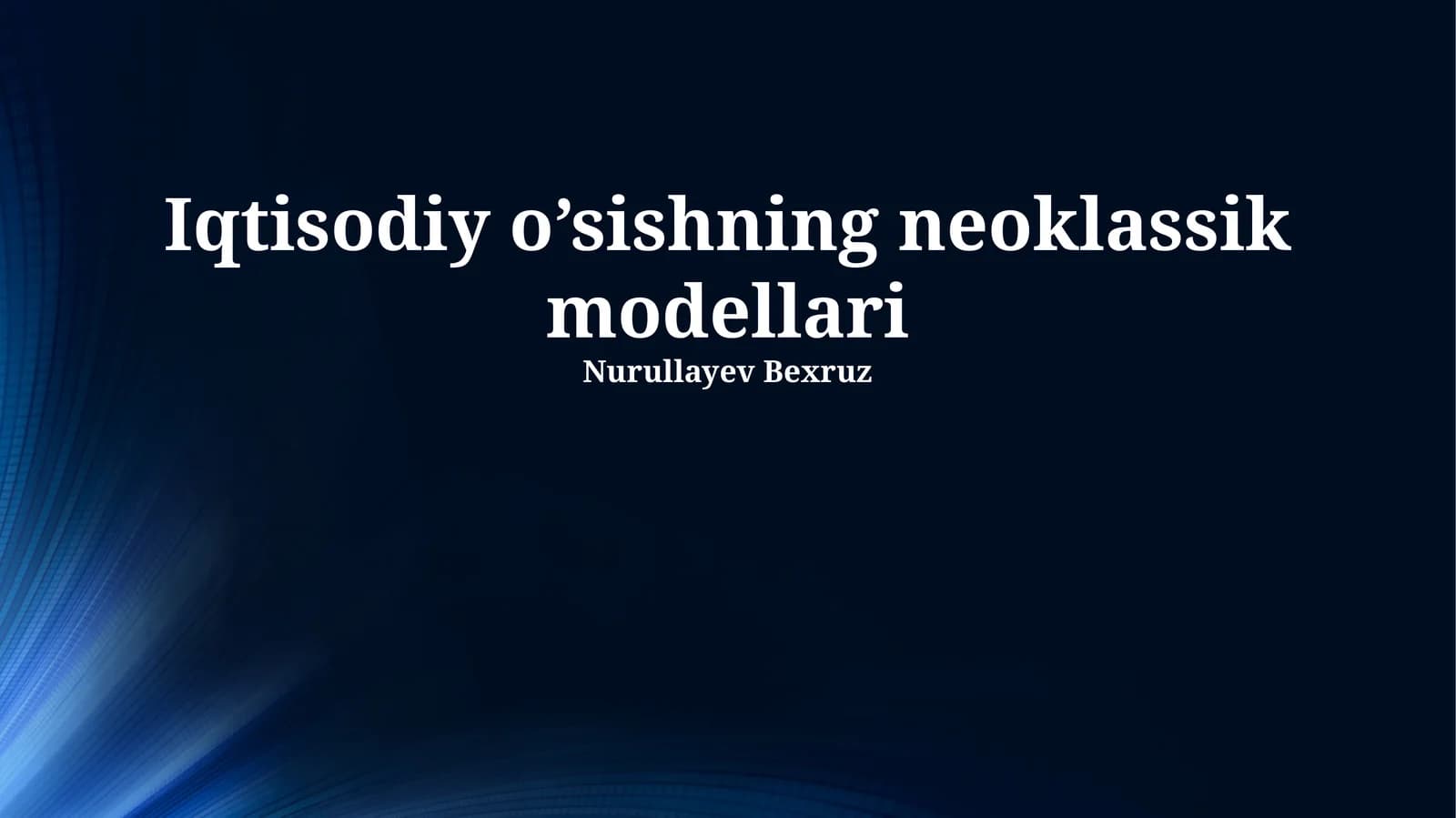 Iqtisodiy o‘sishning neoklassik modellari