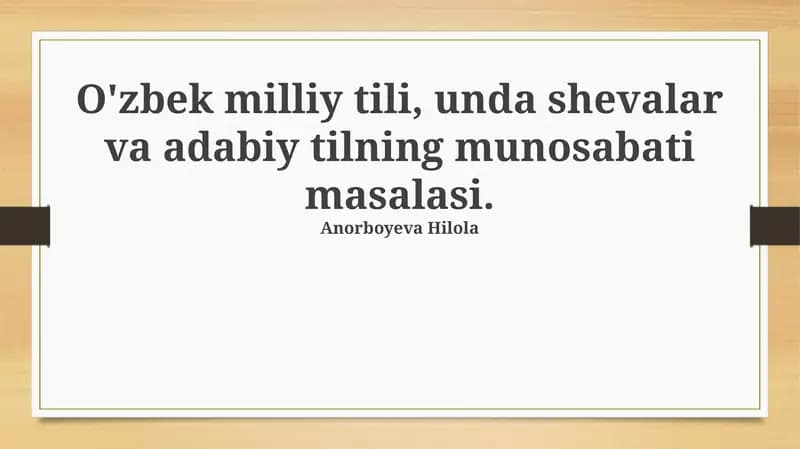 O'zbek Milliy Tili haqida adabiy-ma'ruzalar