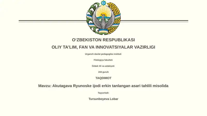 Akutagava Ryunoske asari tahlili