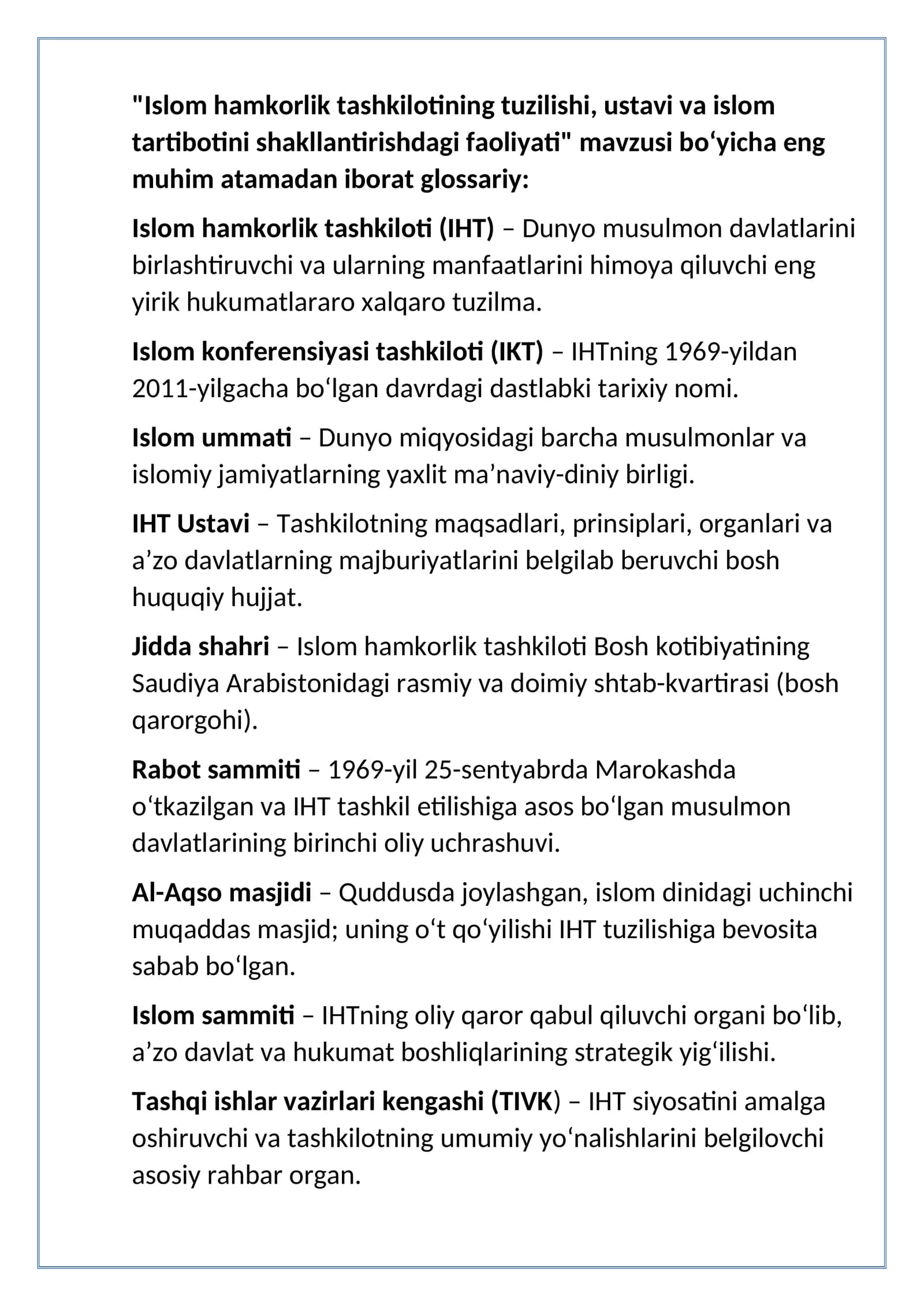 islom hamkorlik tashkiloti