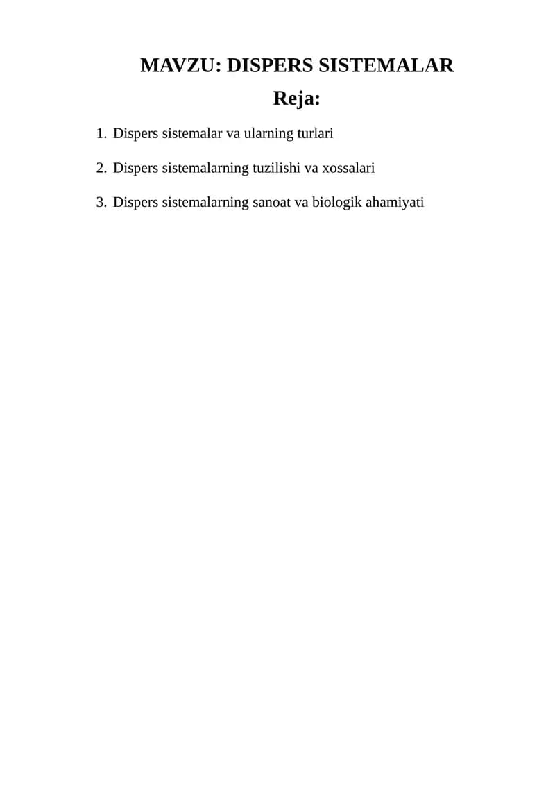 DISPERS SISTEMALAR