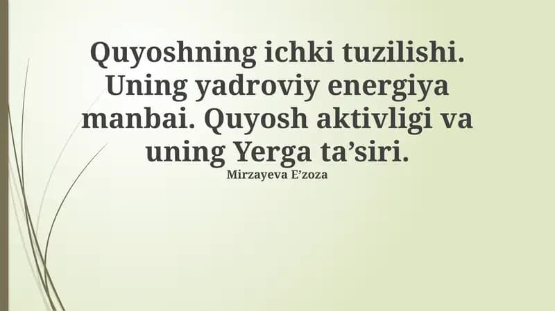 Quyoshning ichki tuzilishi
