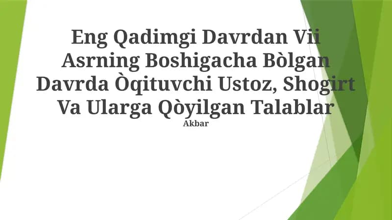 O'qituvchilarning asosiy vazifasi