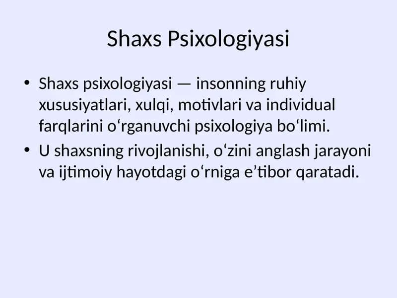 Shaxs Psixologiyasi