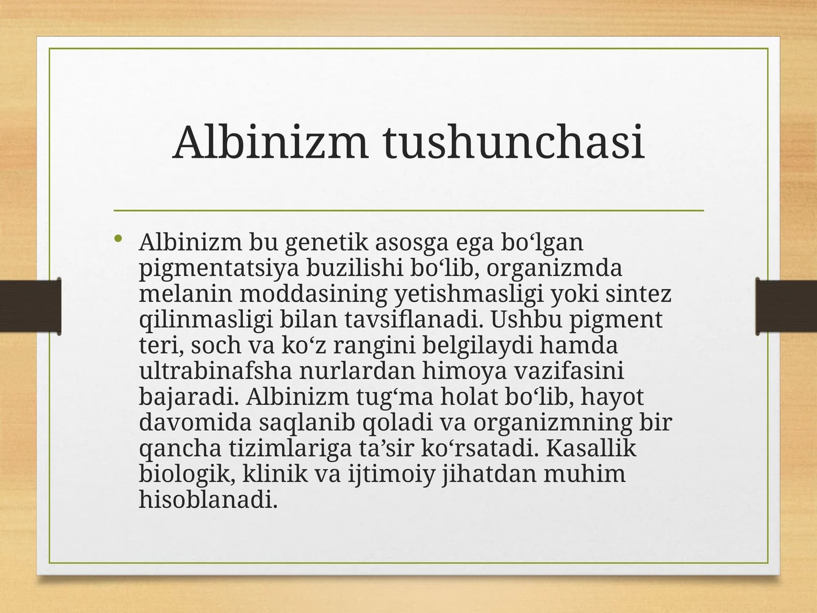 Albinizm tushunchasi