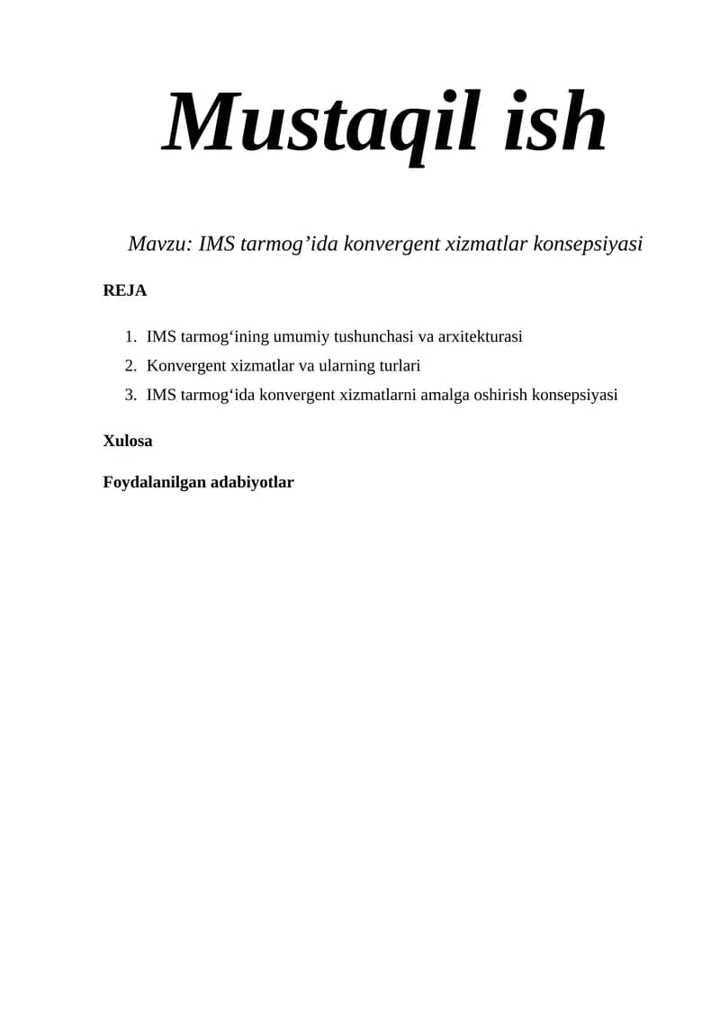 Konvergent xizmatlar konsepsiyasi