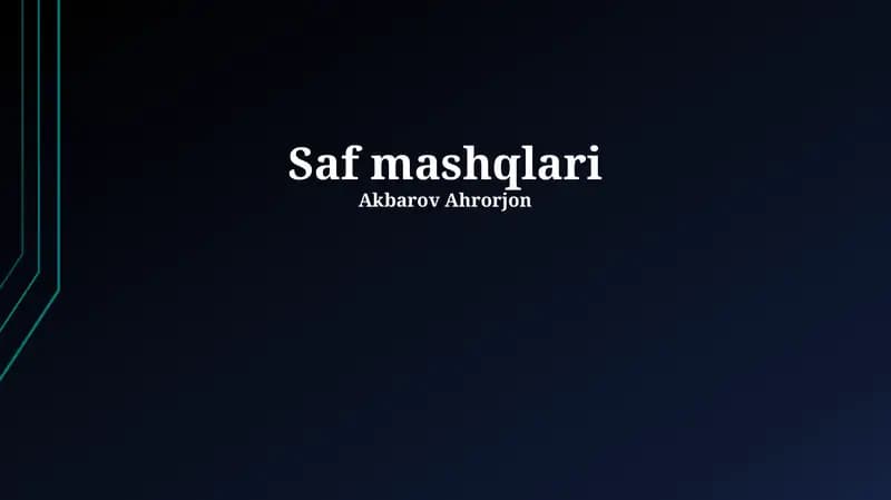 Xavfsizlik mashqlarining turlari