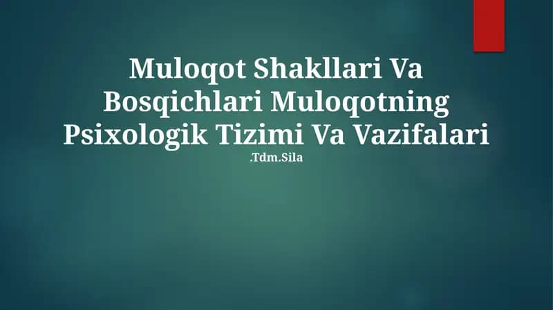 Muloqot Shakllari Va Bosqichlari