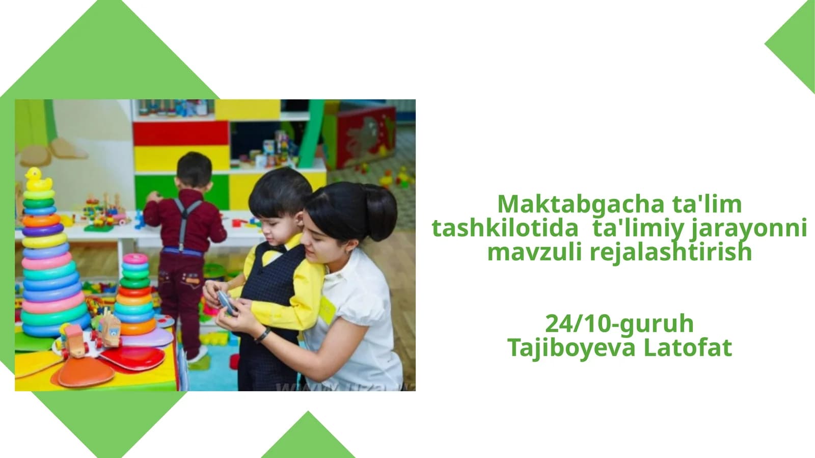 Maktabgacha ta'lim tashkilotida  ta'limiy jarayonni mavzuli rejalashtirish