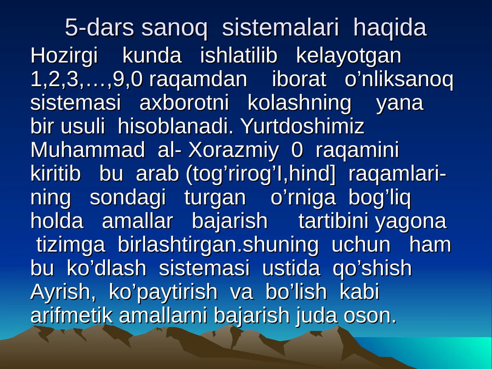5-dars sanoq sistemalari haqida