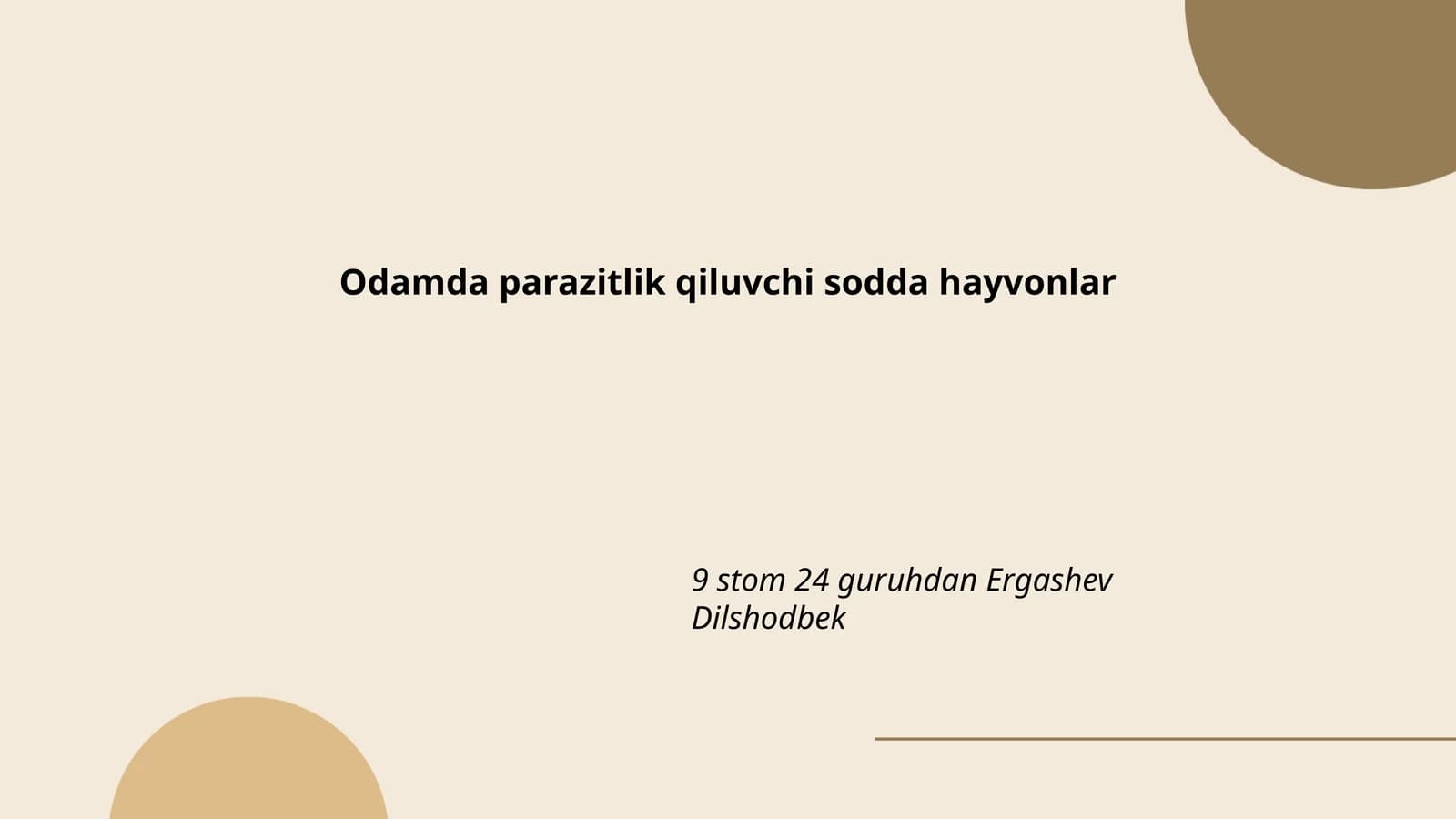 Odamda parazitlik qiluvchi sodda hayvonlar