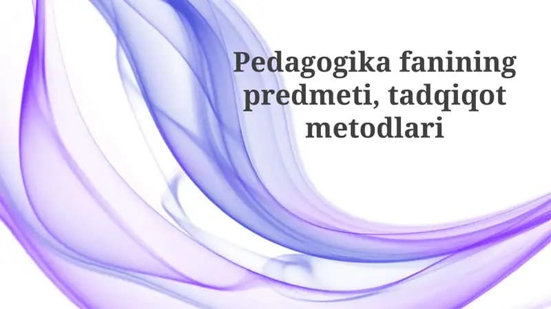 Pedagogika fanining predmeti