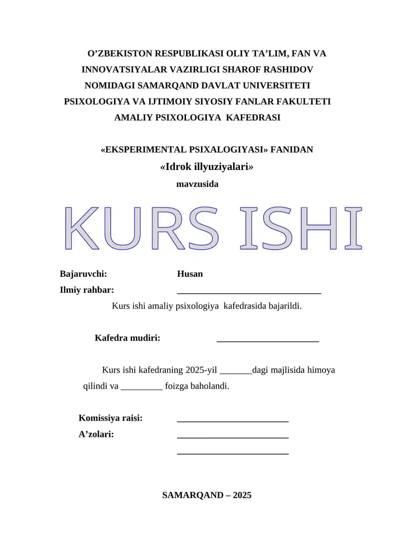 Idrok illyuziyalari kurs ishi
