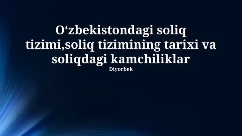 O'zbekistonda soliq tizimi