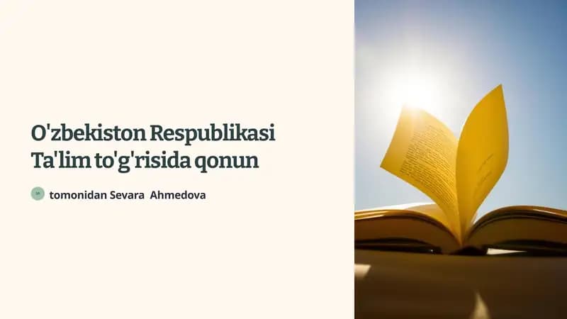 O'zbekiston Respublikasi Ta'lim to'g'risida qonun