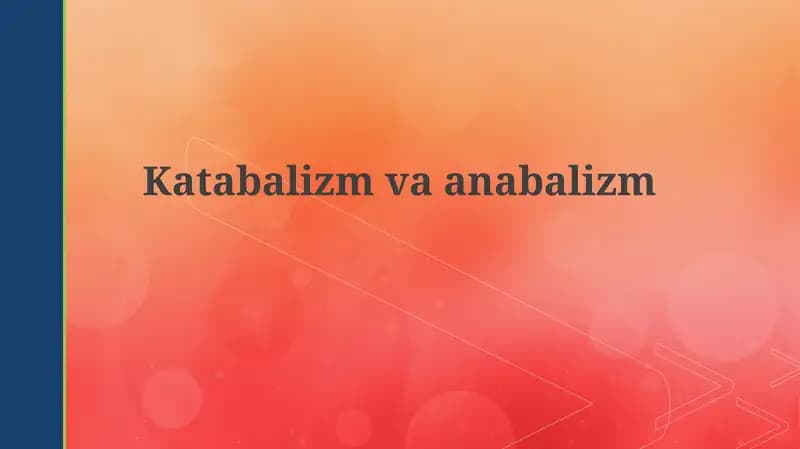 Katabolizm va Anabolizm