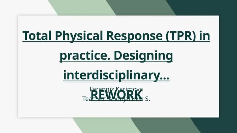 Total Physical Response (TPR) in practice