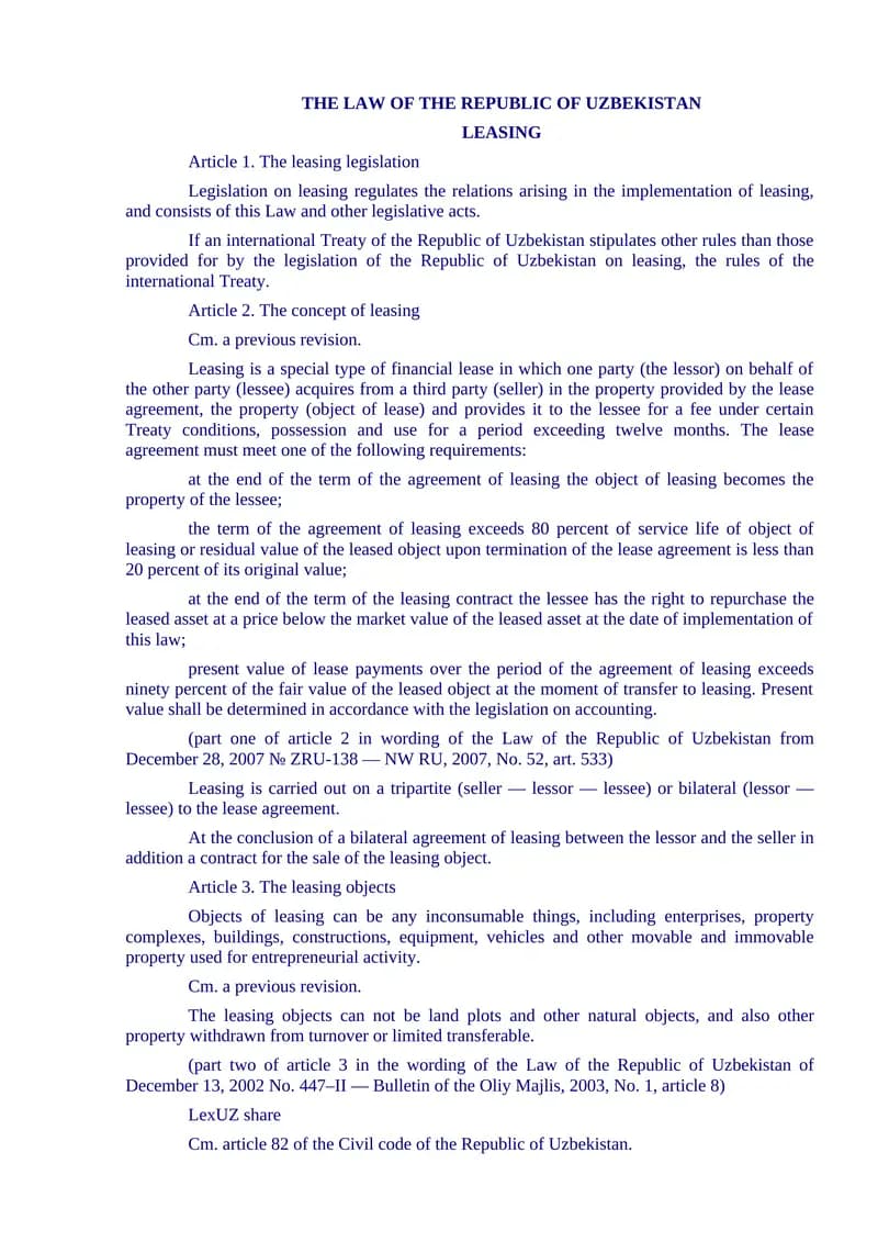 Leasing Legislation