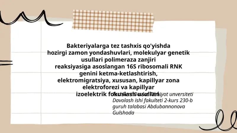 Bakteriyalarga tez tashxis qo'yishda