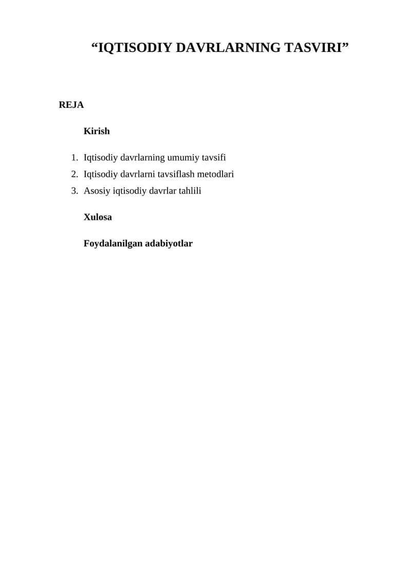 Iqtisodiy davrlarning tasviri