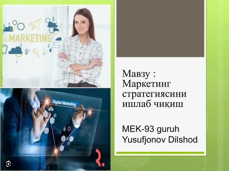 Marketing strategiyasini ishlab chiqish