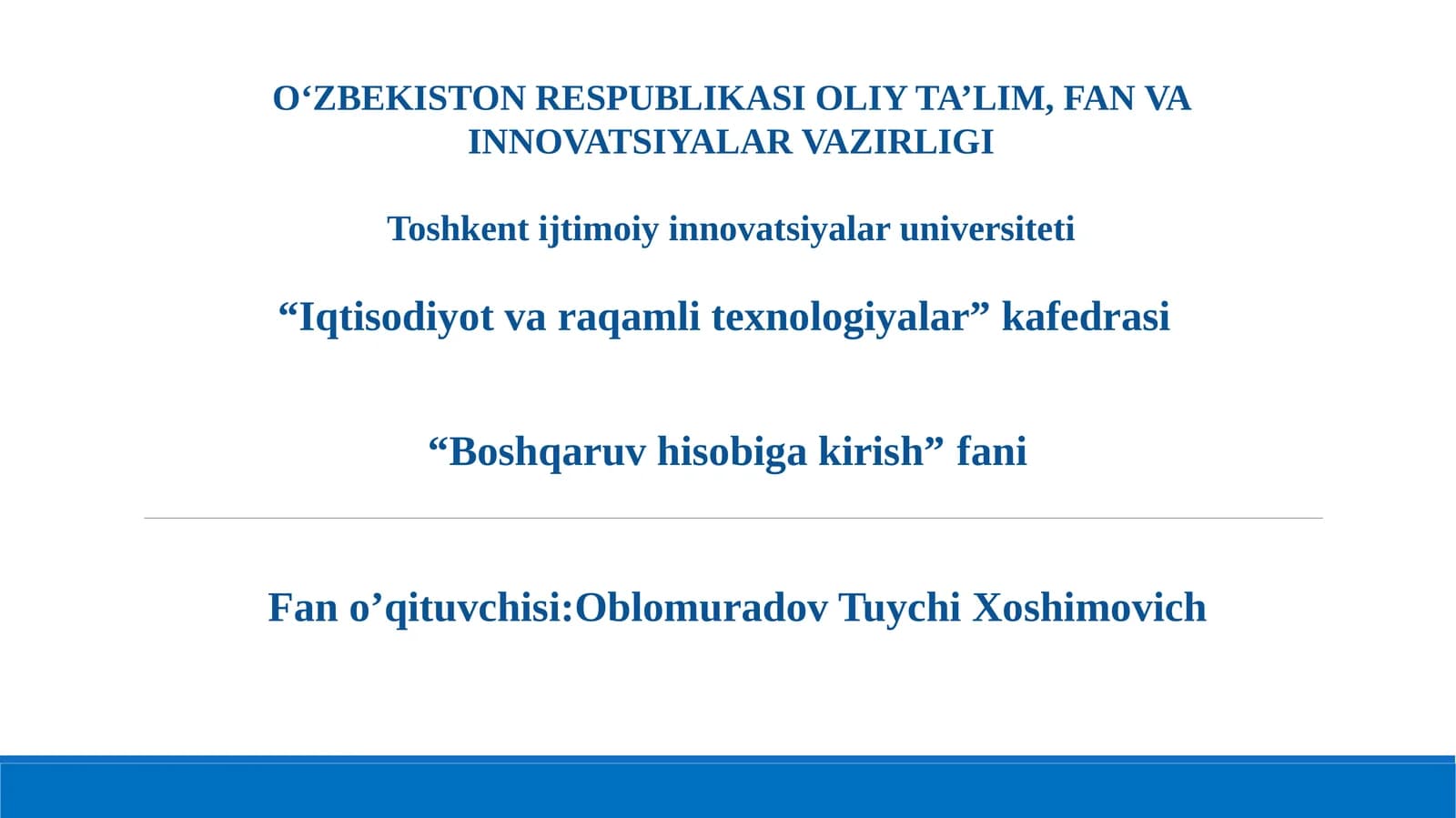 Boshqaruv hisobi fani