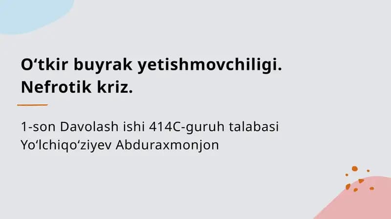 Buyrak yetishmovchiligi