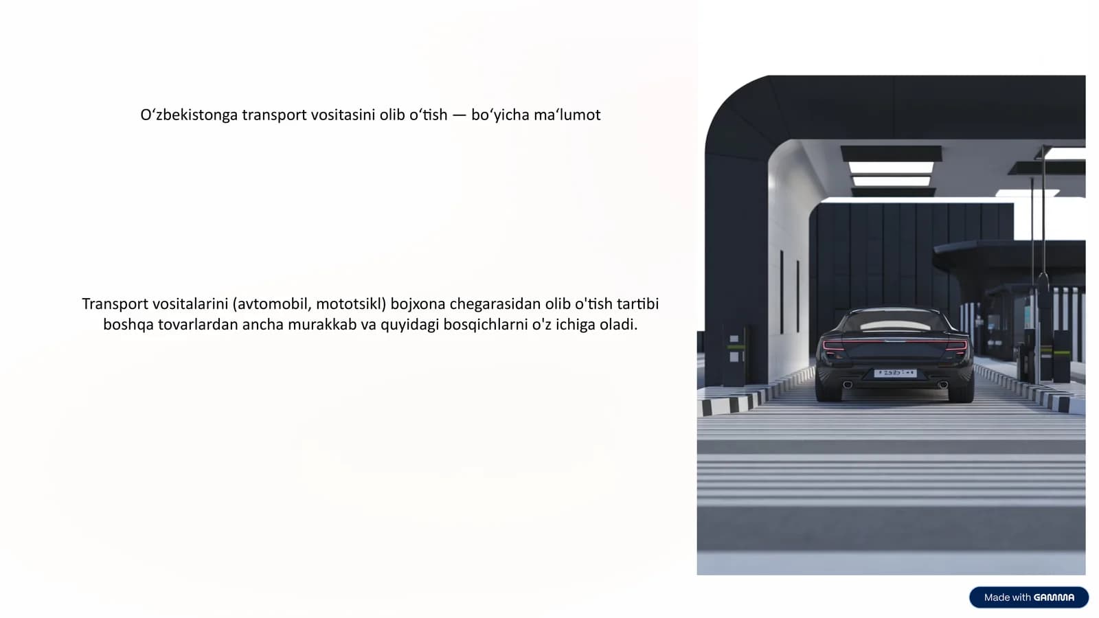 Transport vositalarini olib oʻtish