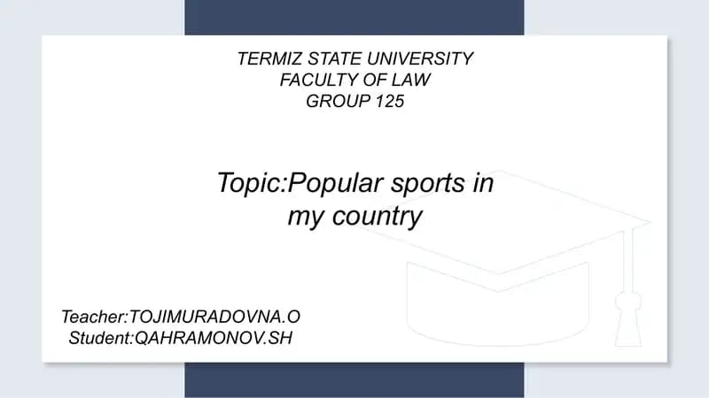 Popular sports in my country