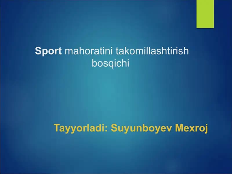 Sport mahoratini takomillashtirish bosqichi