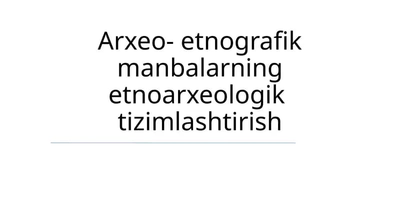 Etnoarxeologik tizimlashtirish