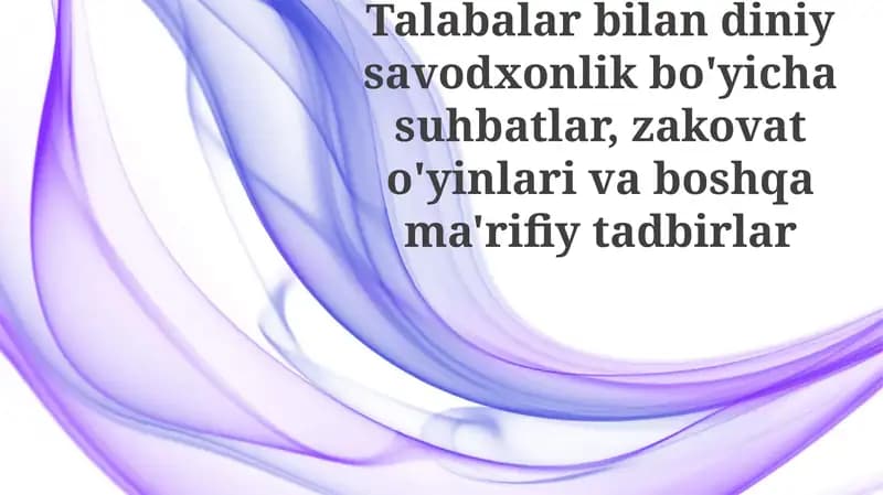 Diniy savodxonlik va ta'limiy faoliyatlar