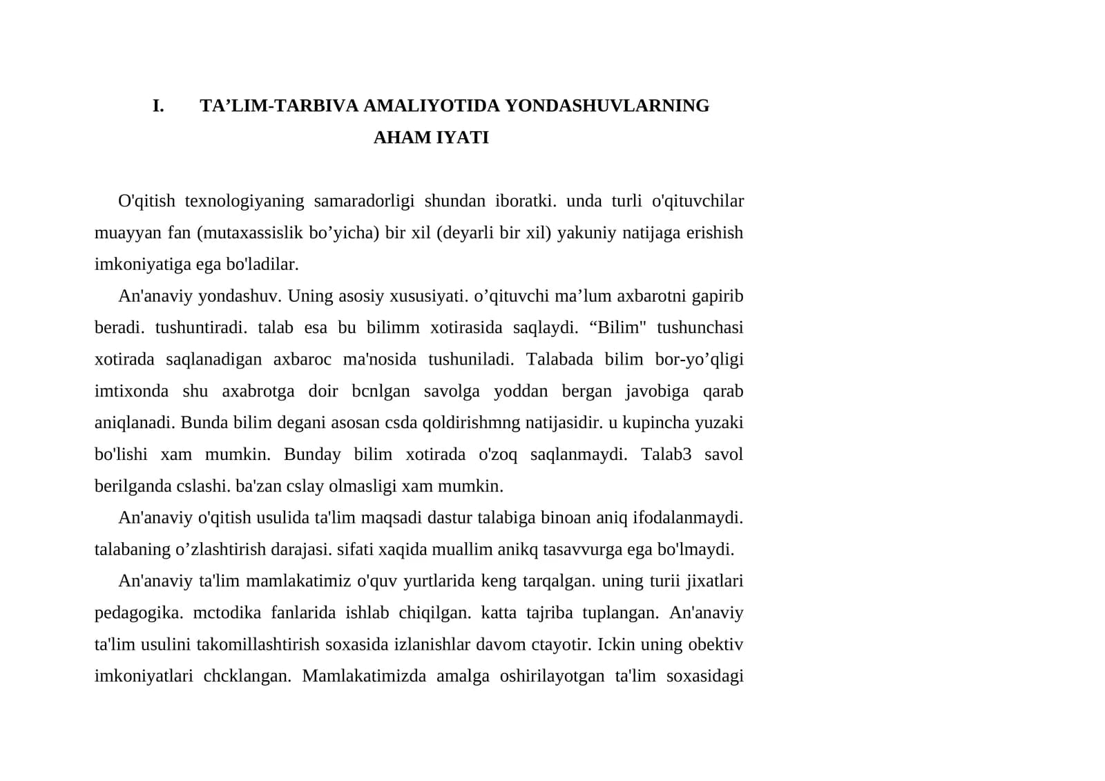 TA’LIM-TARBIVA AMALIYOTIDA YONDASHUVLARNING AHAM IYATI