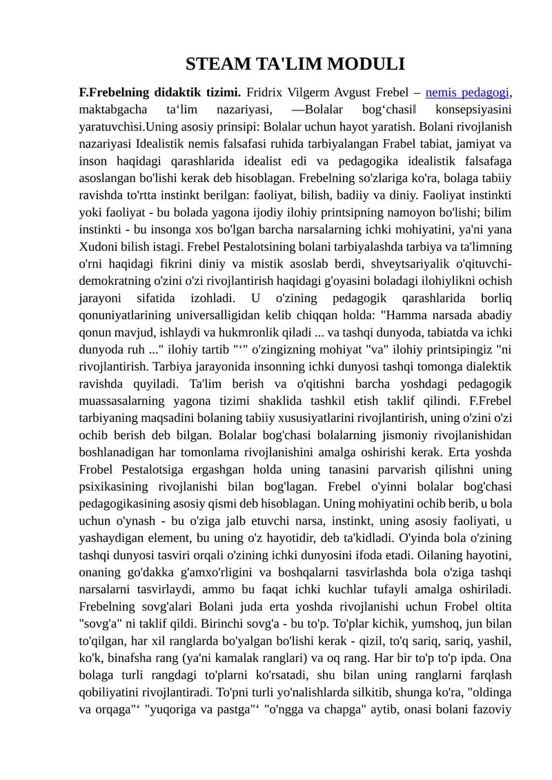 STEAM TA'LIM MODULI