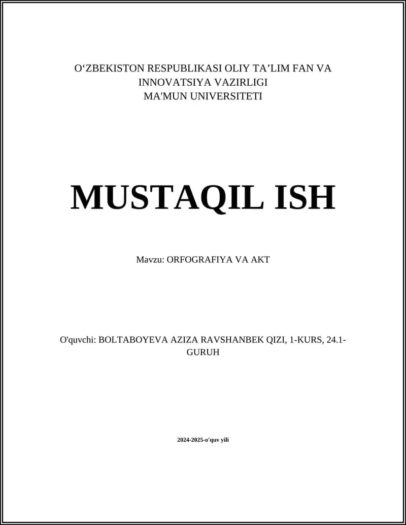 ORFOGRAFIYA VA AKT