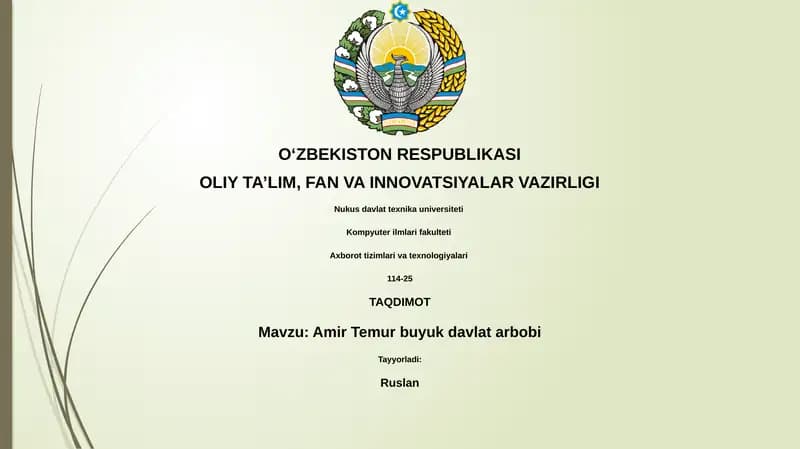 Amir Temur buyuk davlat arbobi