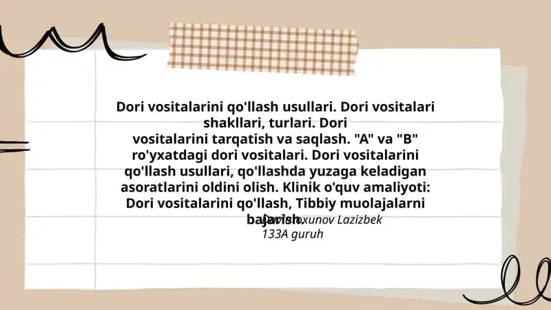 Dori vositalarini qo'llash usullari